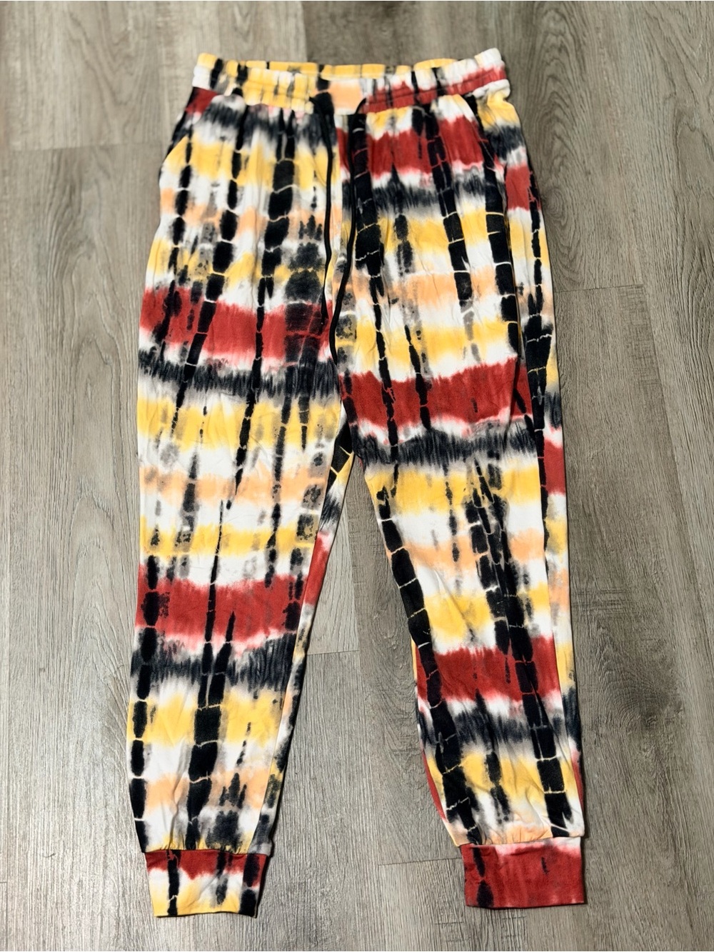 shosho Tie-Dye Track Joggers in Red, Yellow & Black